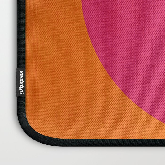 Orange Hot Pink Modern Circle Abstract Geometric Art Laptop Sleeve Gallery Image 3