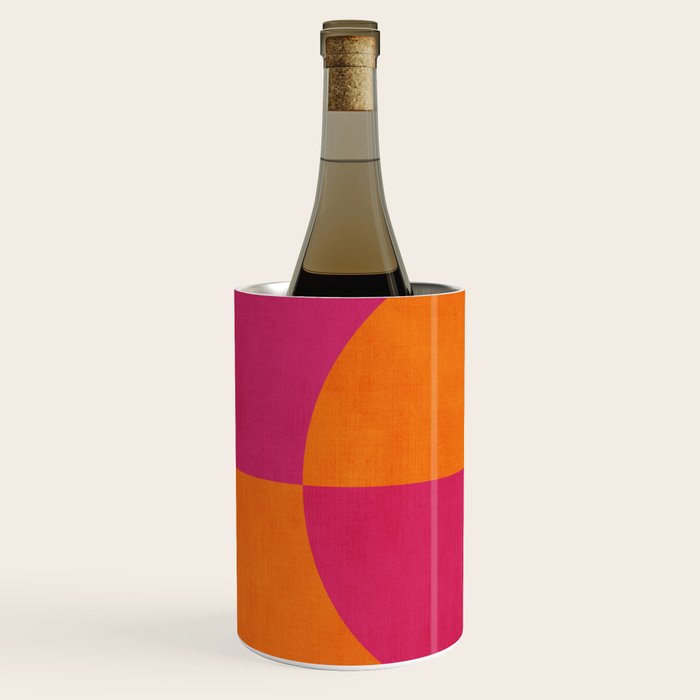 Orange Hot Pink Modern Circle Abstract Geometric Art Wine Chiller Gallery Image 2