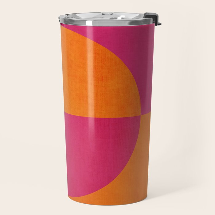 Orange Hot Pink Modern Circle Abstract Geometric Art Travel Mug Gallery Image 2