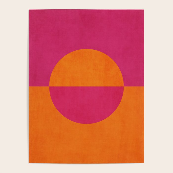 Orange Hot Pink Modern Circle Abstract Geometric Art Poster Gallery Image 4