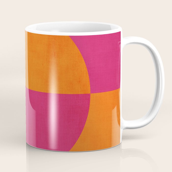 Orange Hot Pink Modern Circle Abstract Geometric Art Coffee Mug Gallery Image 1