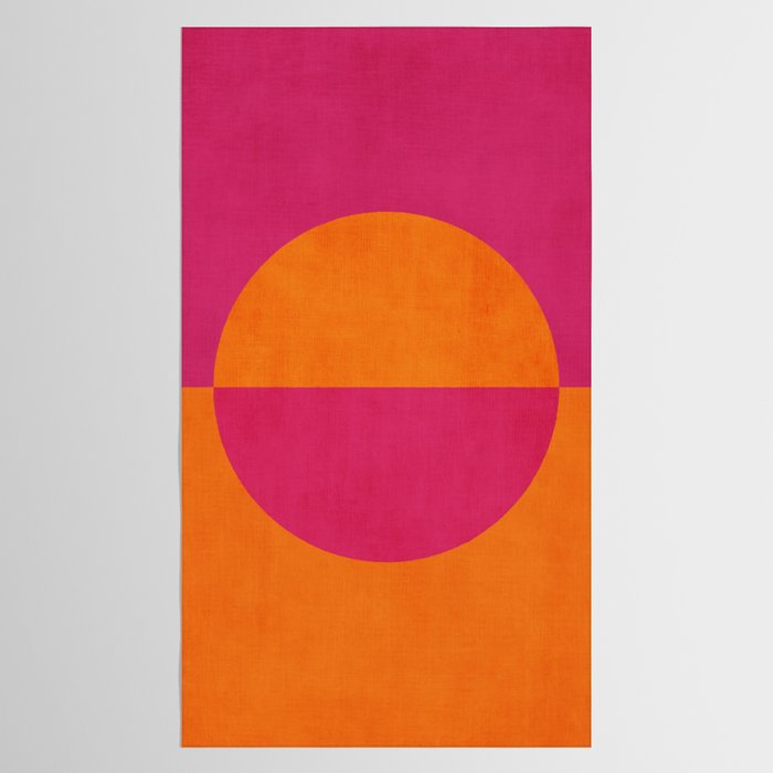 Orange Hot Pink Modern Circle Abstract Geometric Art Tablecloth Gallery Image 2
