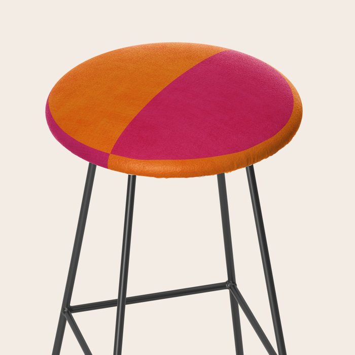 Orange Hot Pink Modern Circle Abstract Geometric Art Stool Gallery Image 2