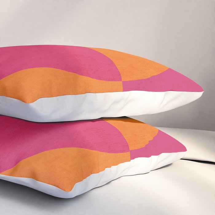 Orange Hot Pink Modern Circle Abstract Geometric Art Pillow Sham Gallery Image 3
