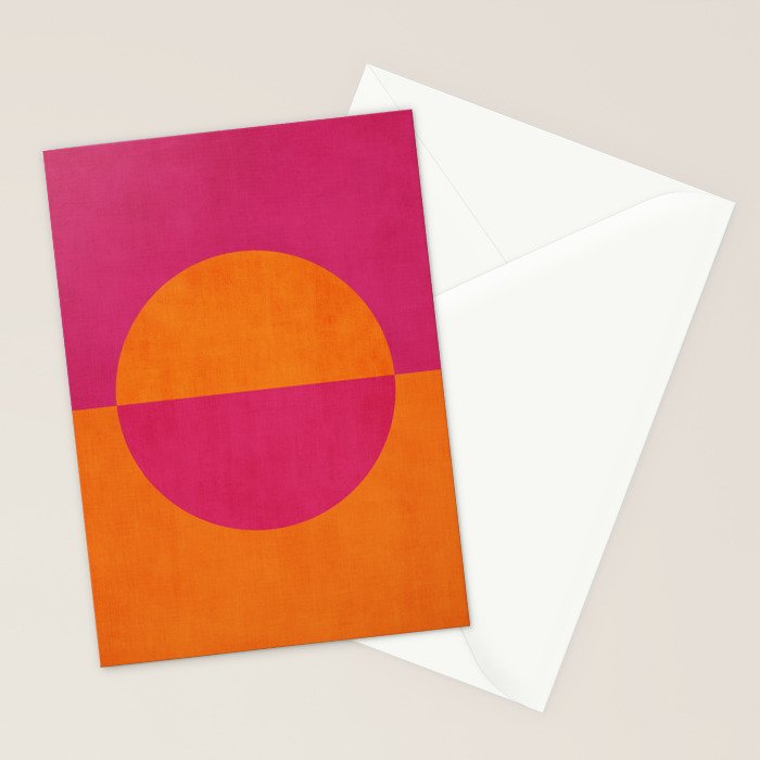 Orange Hot Pink Modern Circle Abstract Geometric Art Stationery Card Gallery Image 2