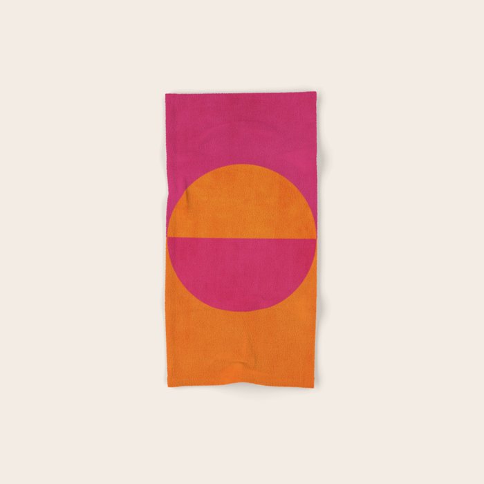 Orange Hot Pink Modern Circle Abstract Geometric Art Bath Towel Gallery Image 1