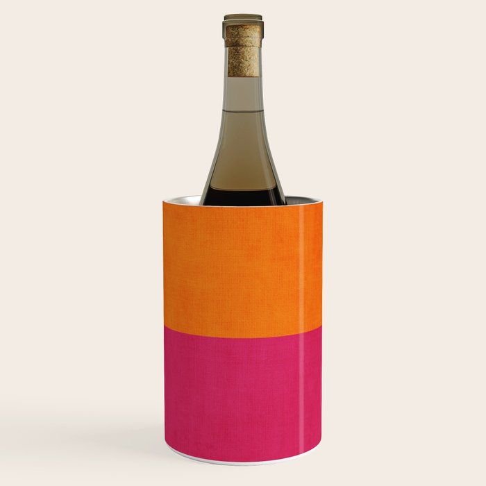 Orange Hot Pink Modern Circle Abstract Geometric Art Wine Chiller Gallery Image 1
