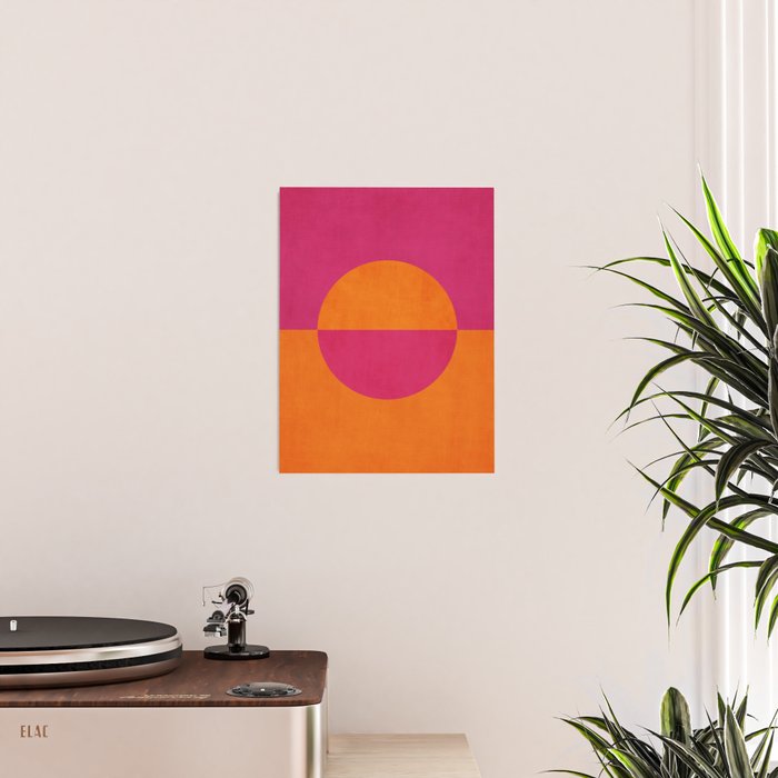 Orange Hot Pink Modern Circle Abstract Geometric Art Poster Gallery Image 2