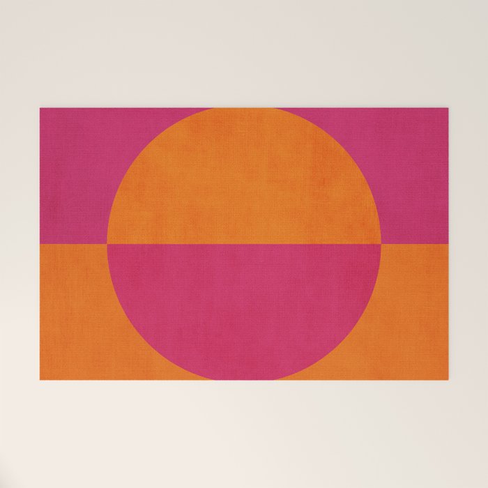 Orange Hot Pink Modern Circle Abstract Geometric Art Welcome Mat Gallery Image 1
