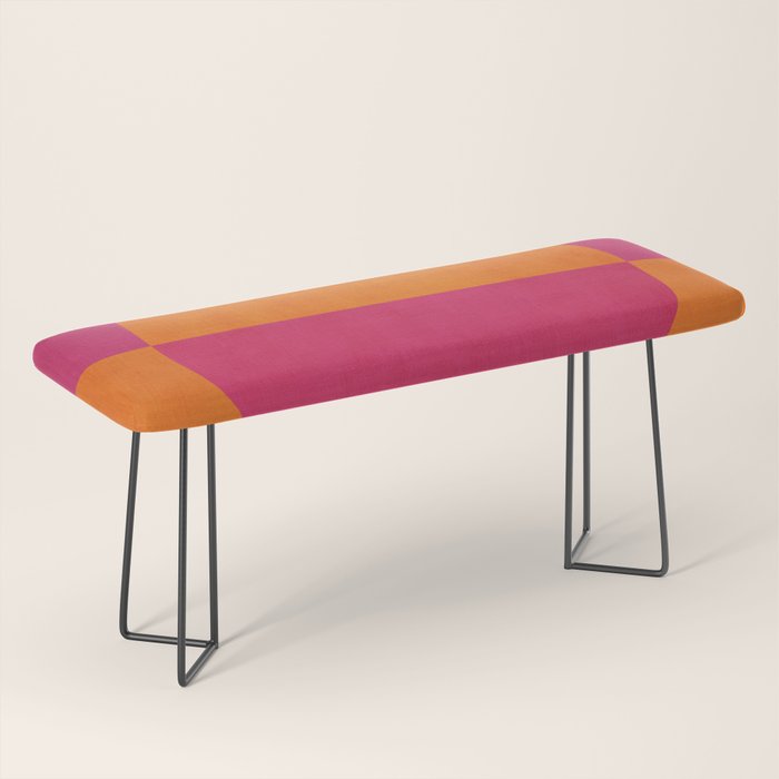Orange Hot Pink Modern Circle Abstract Geometric Art Bench Gallery Image 1