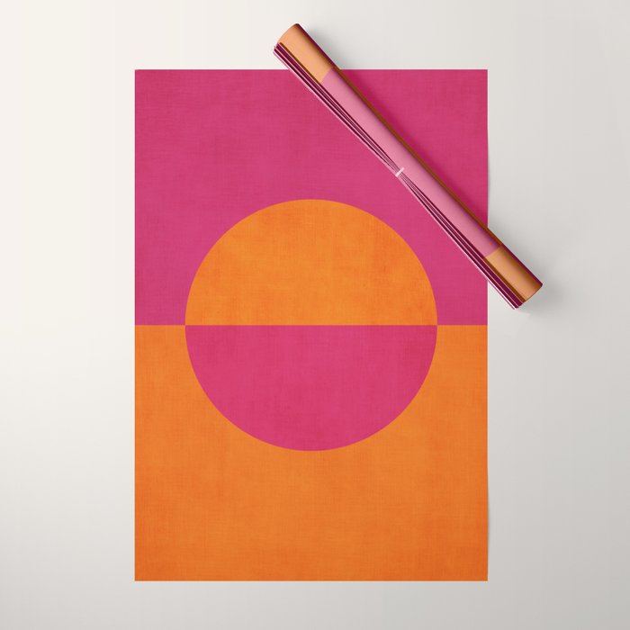 Orange Hot Pink Modern Circle Abstract Geometric Art Wrapping Paper Gallery Image 1