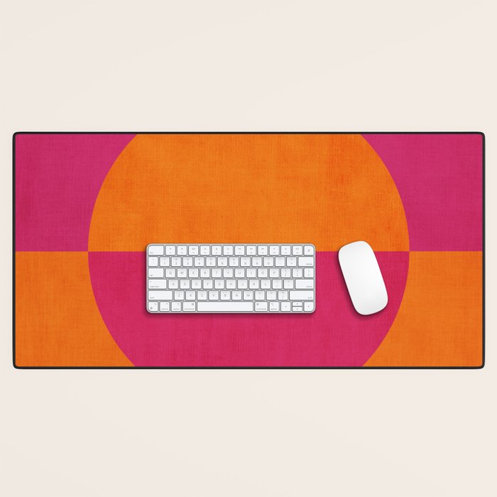 Orange Hot Pink Modern Circle Abstract Geometric Art Desk Mat Gallery Image 1