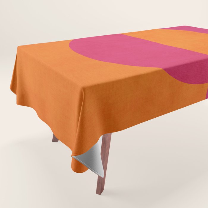 Orange Hot Pink Modern Circle Abstract Geometric Art Tablecloth Gallery Image 1