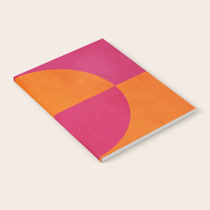 Orange Hot Pink Modern Circle Abstract Geometric Art Notebook Gallery Image 1