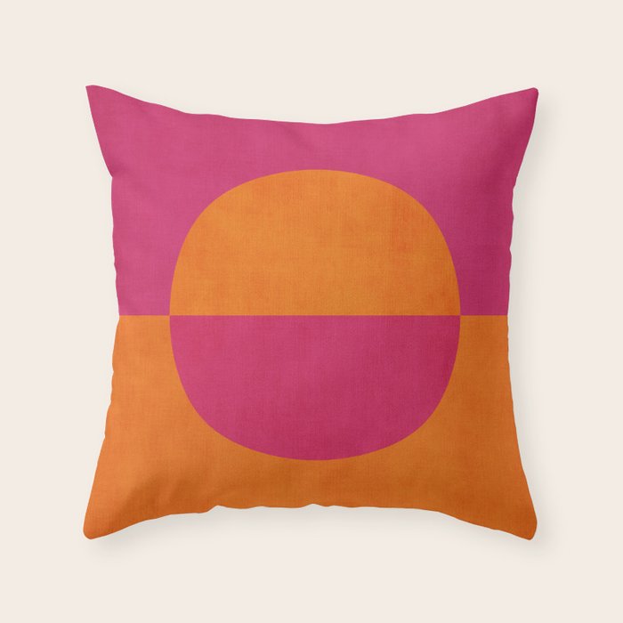 Orange Hot Pink Modern Circle Abstract Geometric Art Throw Pillow Gallery Image 2
