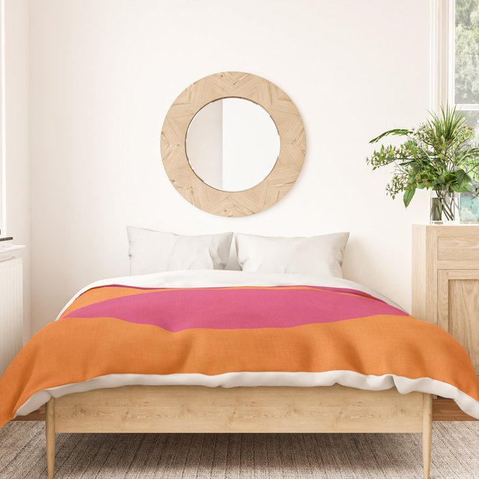 Orange Hot Pink Modern Circle Abstract Geometric Art Duvet Cover Gallery Image 3