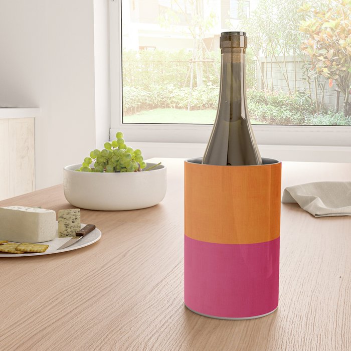 Orange Hot Pink Modern Circle Abstract Geometric Art Wine Chiller Gallery Image 4