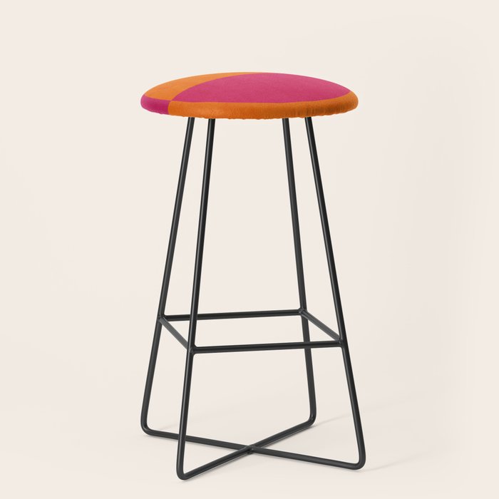 Orange Hot Pink Modern Circle Abstract Geometric Art Stool Gallery Image 1