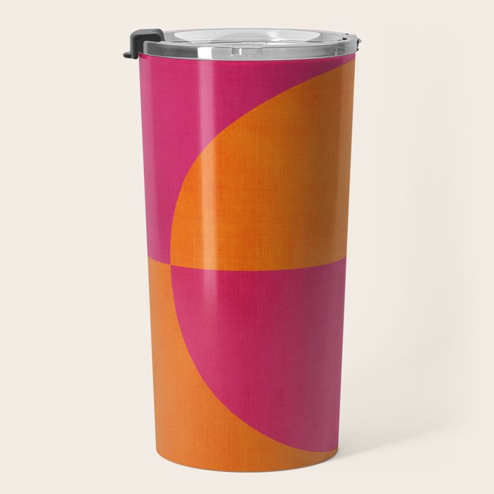 Orange Hot Pink Modern Circle Abstract Geometric Art Travel Mug Gallery Image 3