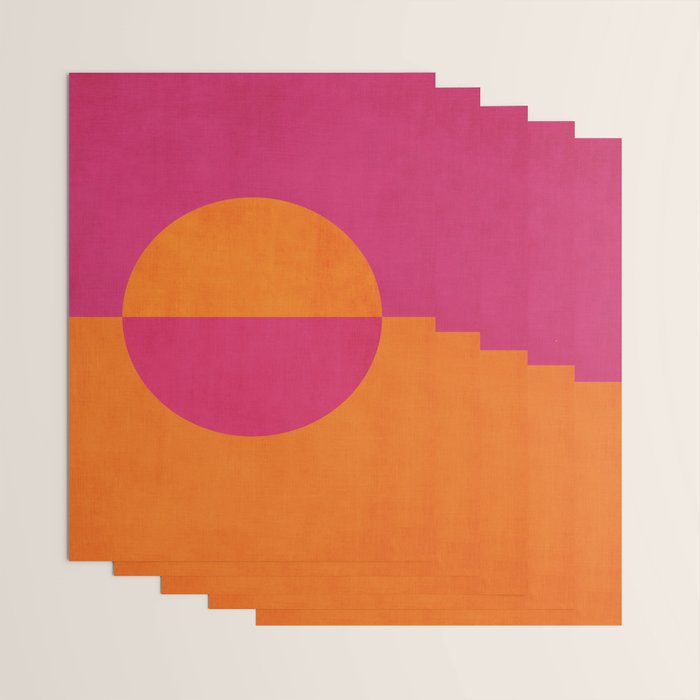 Orange Hot Pink Modern Circle Abstract Geometric Art Wrapping Paper Gallery Image 3