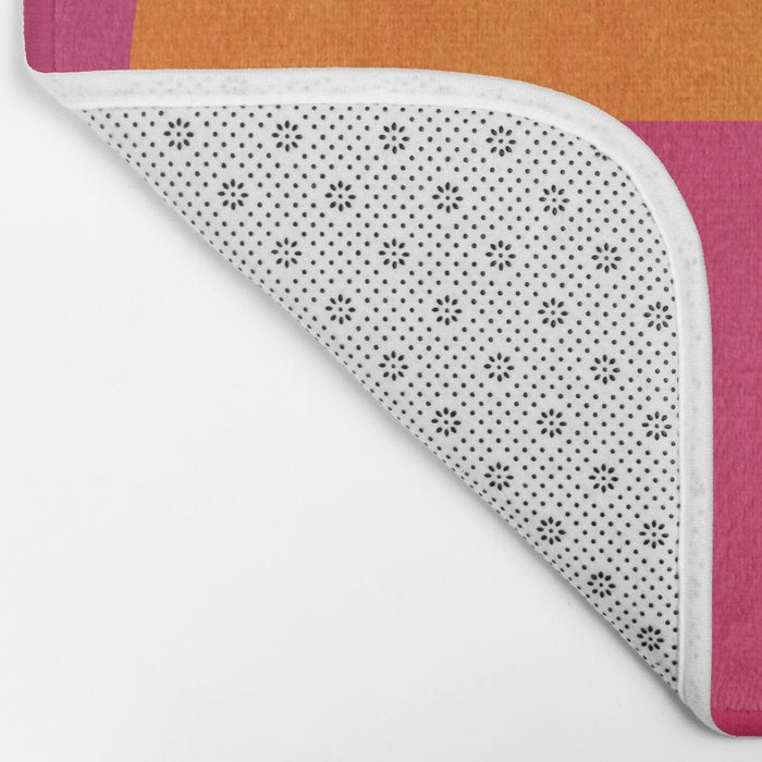 Orange Hot Pink Modern Circle Abstract Geometric Art Bath Mat Gallery Image 2