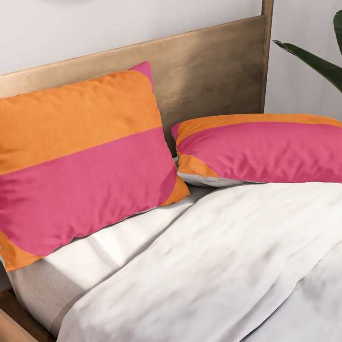 Orange Hot Pink Modern Circle Abstract Geometric Art Pillow Sham Gallery Image 2