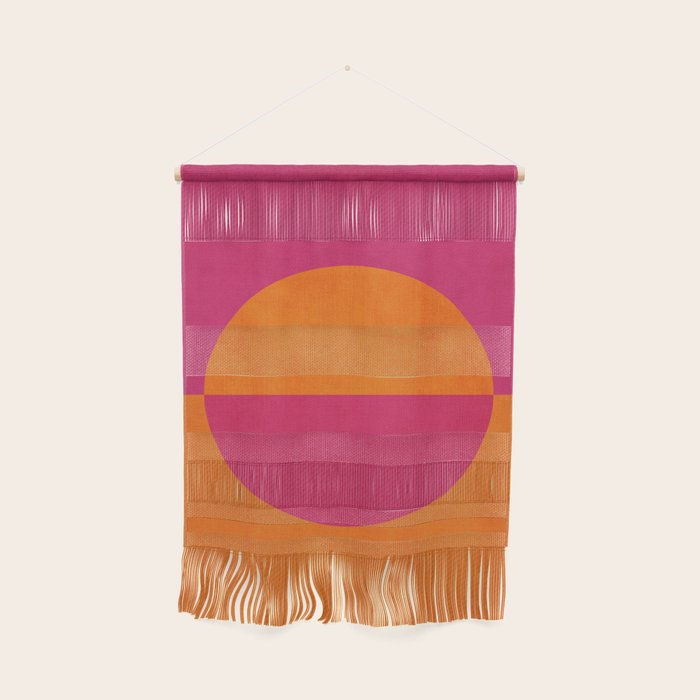 Orange Hot Pink Modern Circle Abstract Geometric Art Wall Hanging Gallery Image 1