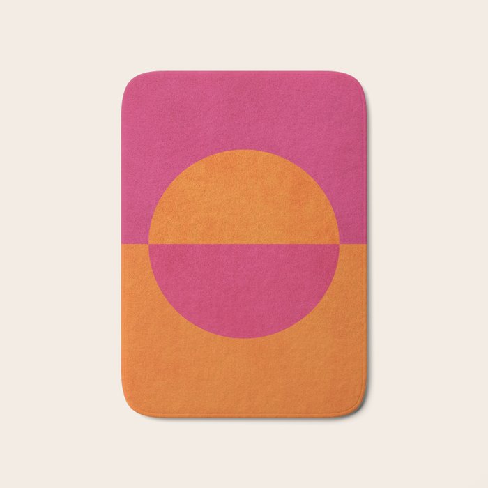 Orange Hot Pink Modern Circle Abstract Geometric Art Bath Mat Gallery Image 1