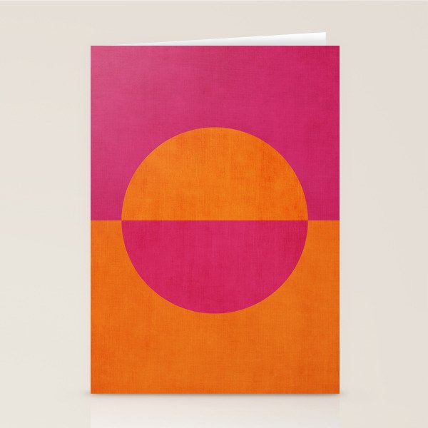 Orange Hot Pink Modern Circle Abstract Geometric Art Stationery Card Gallery Image 1
