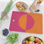 Orange Hot Pink Modern Circle Abstract Geometric Art Cutting Board Gallery Image 2