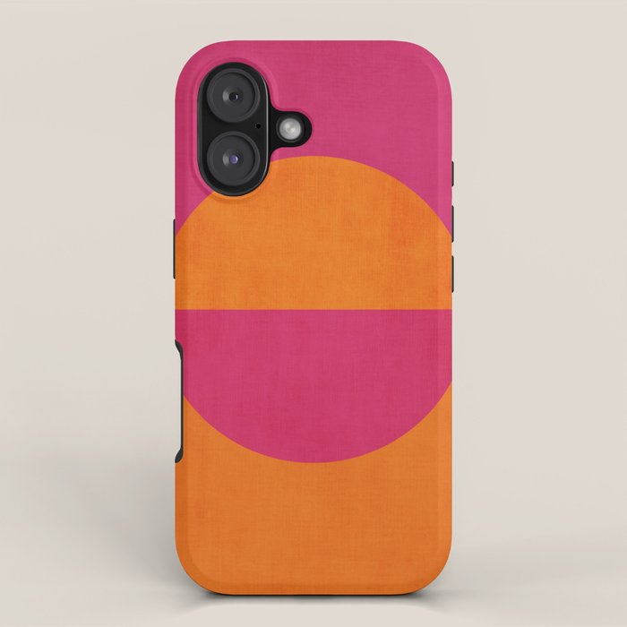Orange Hot Pink Modern Circle Abstract Geometric Art iPhone Case Gallery Image 1