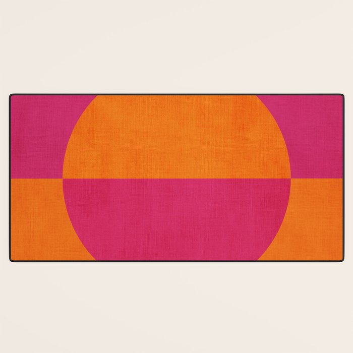 Orange Hot Pink Modern Circle Abstract Geometric Art Desk Mat Gallery Image 3