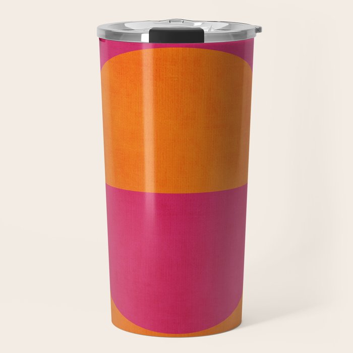 Orange Hot Pink Modern Circle Abstract Geometric Art Travel Mug Gallery Image 1
