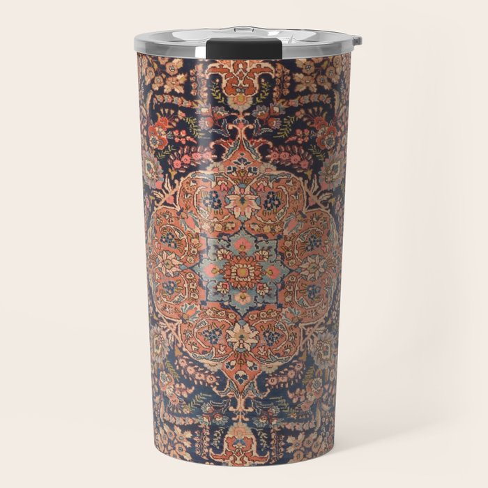 Antique Persian Tabriz Rust Red & Blue Travel Mug Gallery Image 1