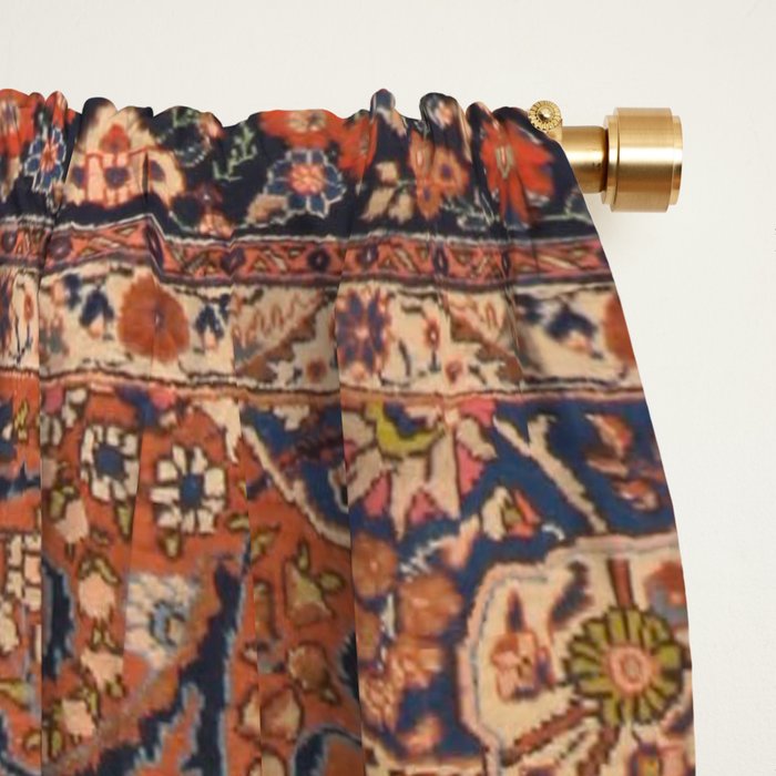 Antique Persian Tabriz Rust Red & Blue Window Curtain Gallery Image 2