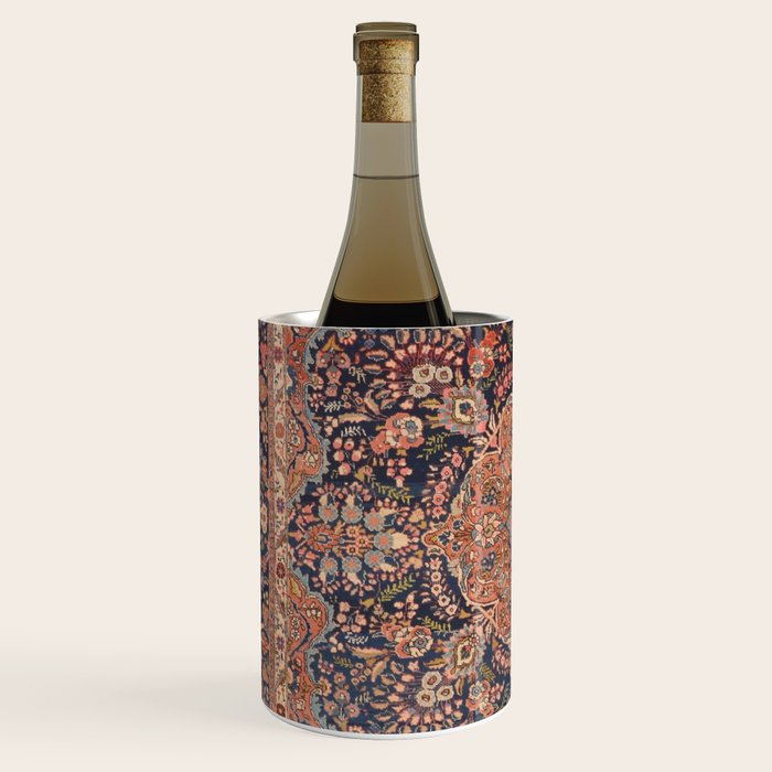 Antique Persian Tabriz Rust Red & Blue Wine Chiller Gallery Image 2