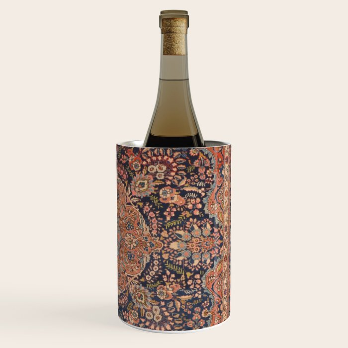 Antique Persian Tabriz Rust Red & Blue Wine Chiller Gallery Image 3