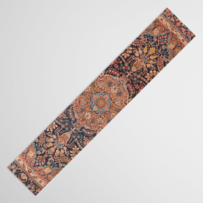 Antique Persian Tabriz Rust Red & Blue Table Runner Gallery Image 3