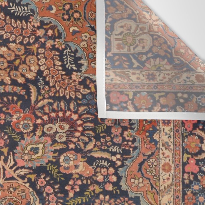 Antique Persian Tabriz Rust Red & Blue Wall Tapestry Gallery Image 3