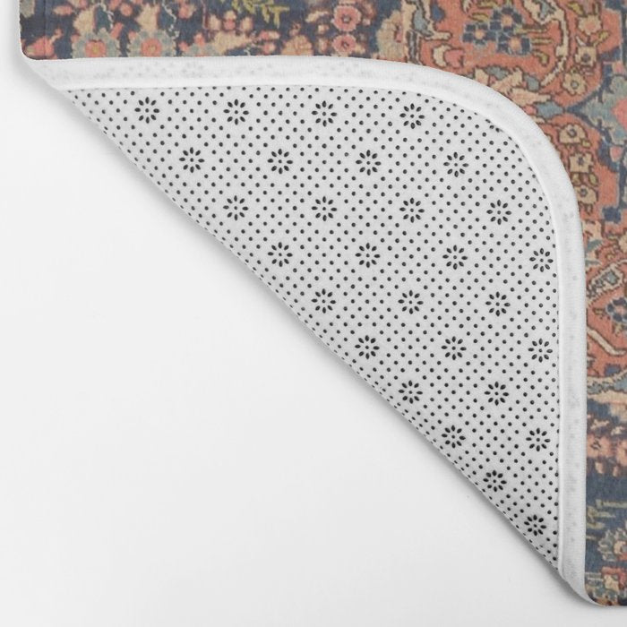 Antique Persian Tabriz Rust Red & Blue Bath Mat Gallery Image 2