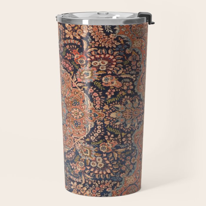 Antique Persian Tabriz Rust Red & Blue Travel Mug Gallery Image 2