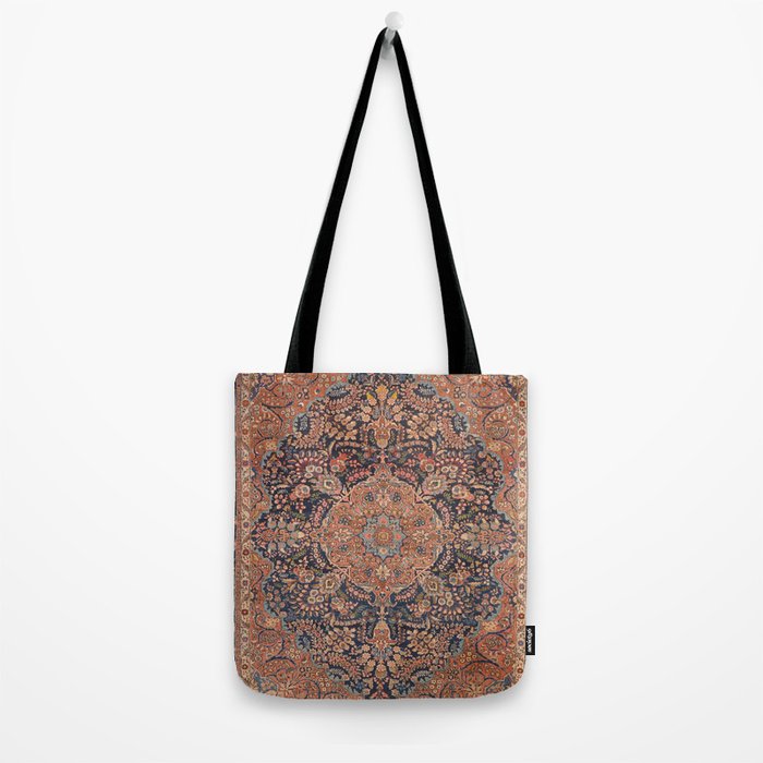 Antique Persian Tabriz Rust Red & Blue Tote Bag Gallery Image 2
