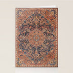 Antique Persian Tabriz Rust Red & Blue Stationery Card Gallery Image 2