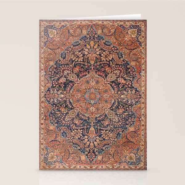 Antique Persian Tabriz Rust Red & Blue Stationery Card Gallery Image 2