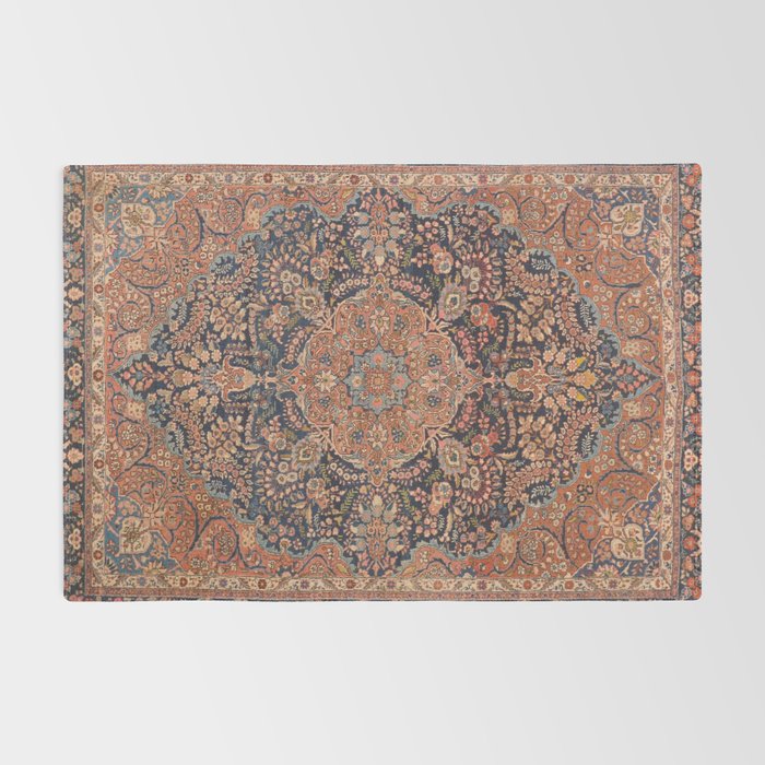 Antique Persian Tabriz Rust Red & Blue Rug Gallery Image 2