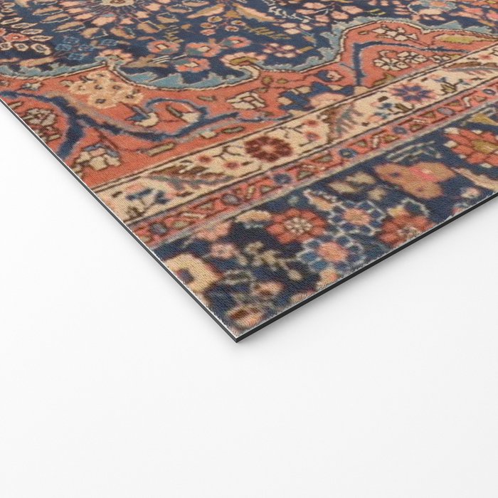 Antique Persian Tabriz Rust Red & Blue Welcome Mat Gallery Image 2