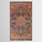 Antique Persian Tabriz Rust Red & Blue Tablecloth Gallery Image 2