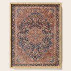Antique Persian Tabriz Rust Red & Blue Serving Tray Gallery Image 1