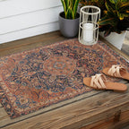 Antique Persian Tabriz Rust Red & Blue Outdoor Rug Gallery Image 2