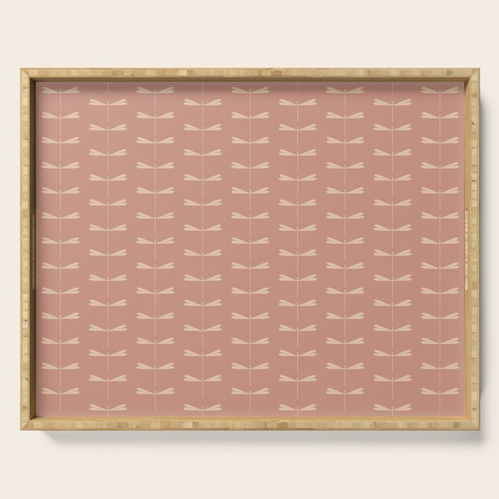 Dragonfly Pattern VI Neutral Rose Serving Tray Gallery Image 1